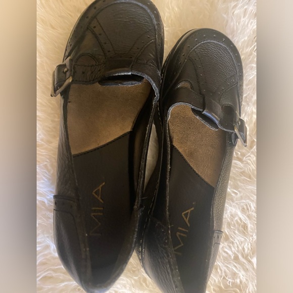 Vtg Y2K MIA Platform Shoes Brooklyn Mary Jane Sz 7 Black Leather T-Strap Buckle - Picture 3 of 7